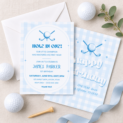 Golf Hole in One 1st Birthday Invitation