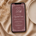 Printable milestone birthday invitation template with script numeral, editable in Canva