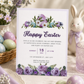 Printable Easter brunch invitation template with script headline, editable in Canva