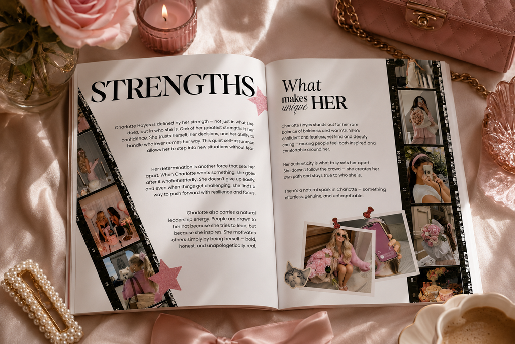 Inside pages of the hot girl birthday magazine printable template