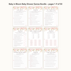 Baby in Bloom Baby Shower Games Bundle – all pages 1–9