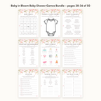 Baby in Bloom Baby Shower Games Bundle – all pages 28–36