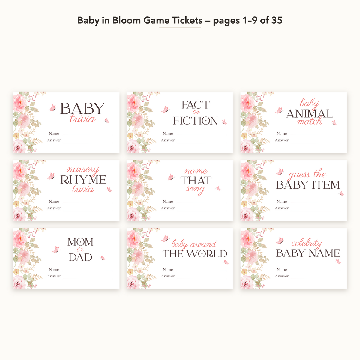Baby in Bloom Game Tickets – all pages 1–9
