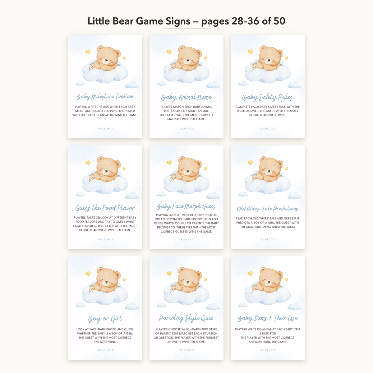 Little Bear Game Signs – all pages 28–36