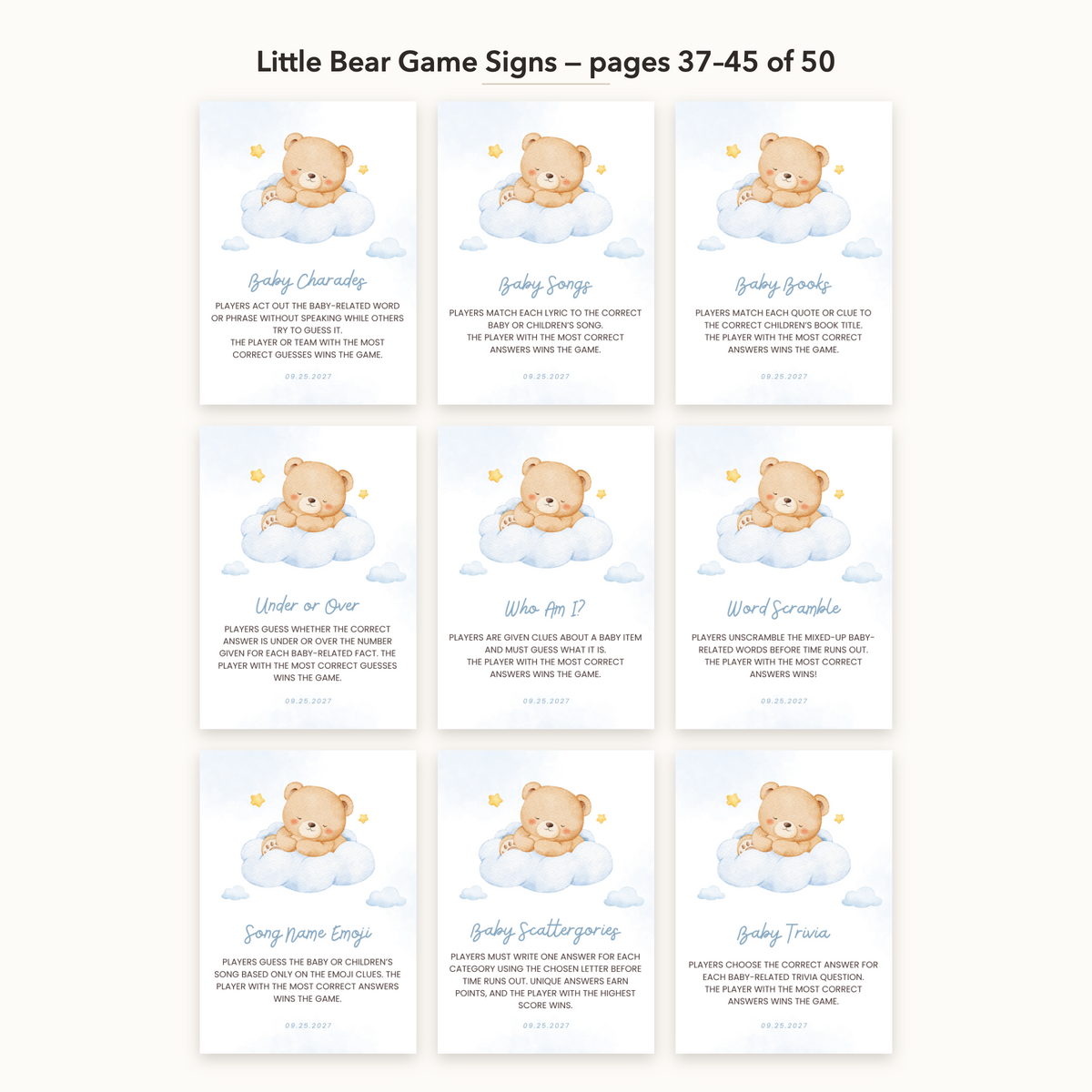 Little Bear Game Signs – all pages 37–45