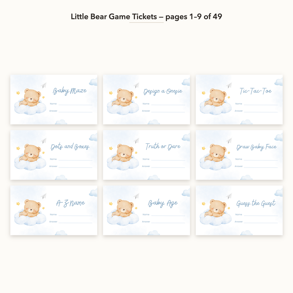 Little Bear Game Tickets – all pages 1–9
