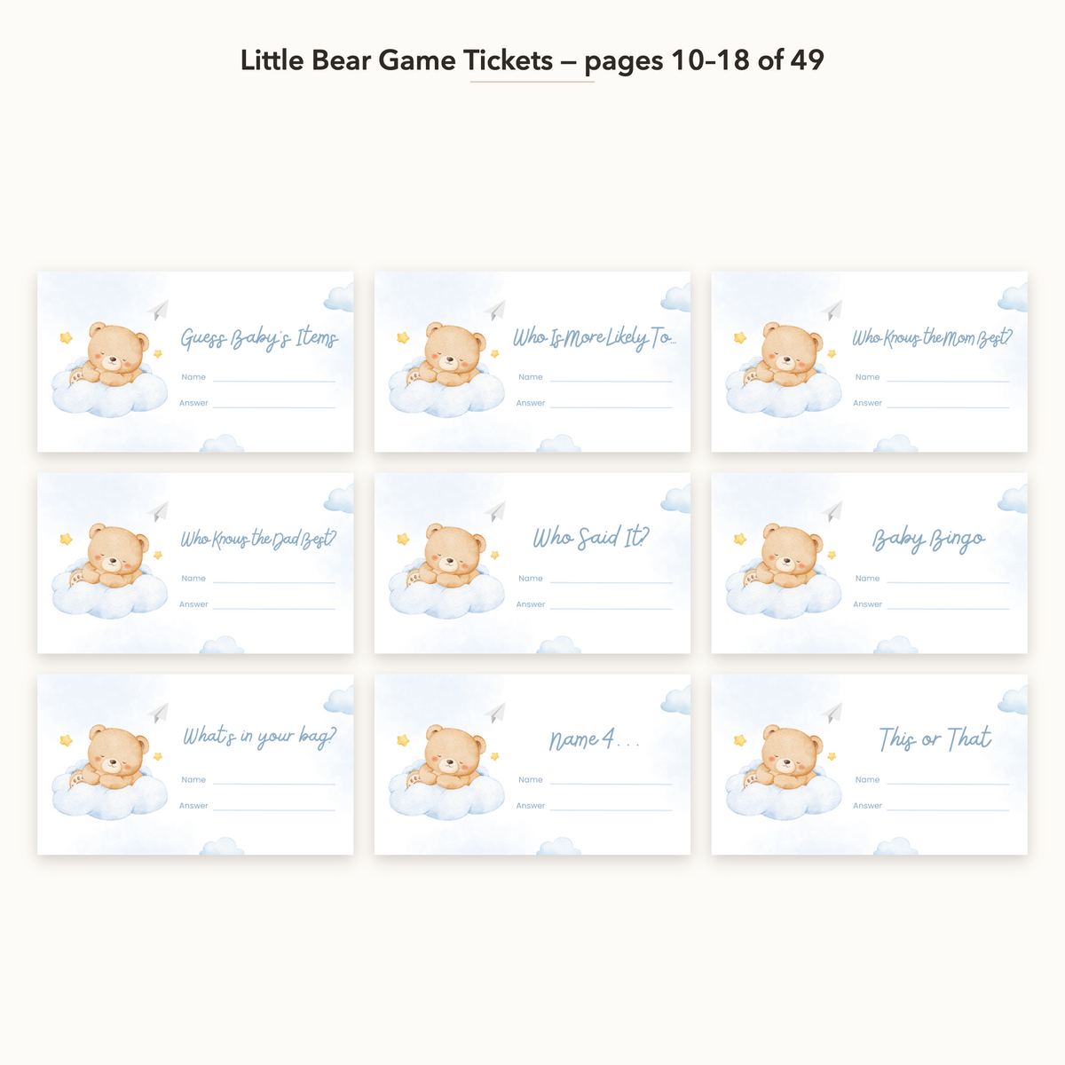 Little Bear Game Tickets – all pages 10–18