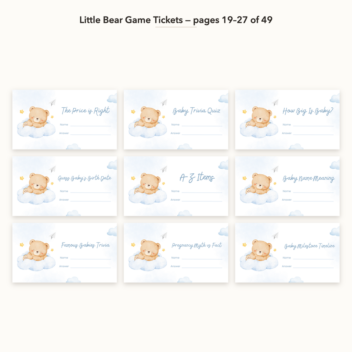 Little Bear Game Tickets – all pages 19–27
