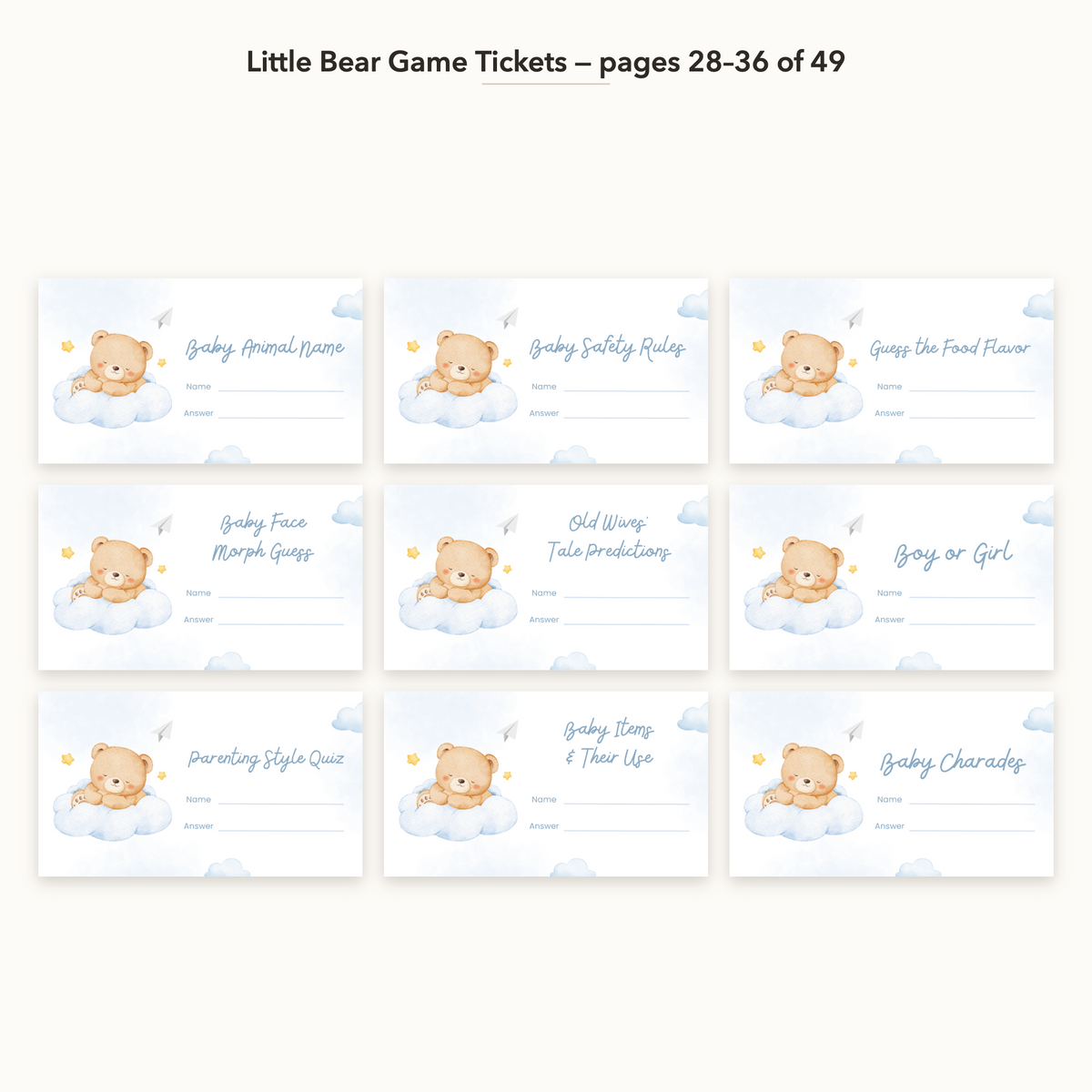 Little Bear Game Tickets – all pages 28–36