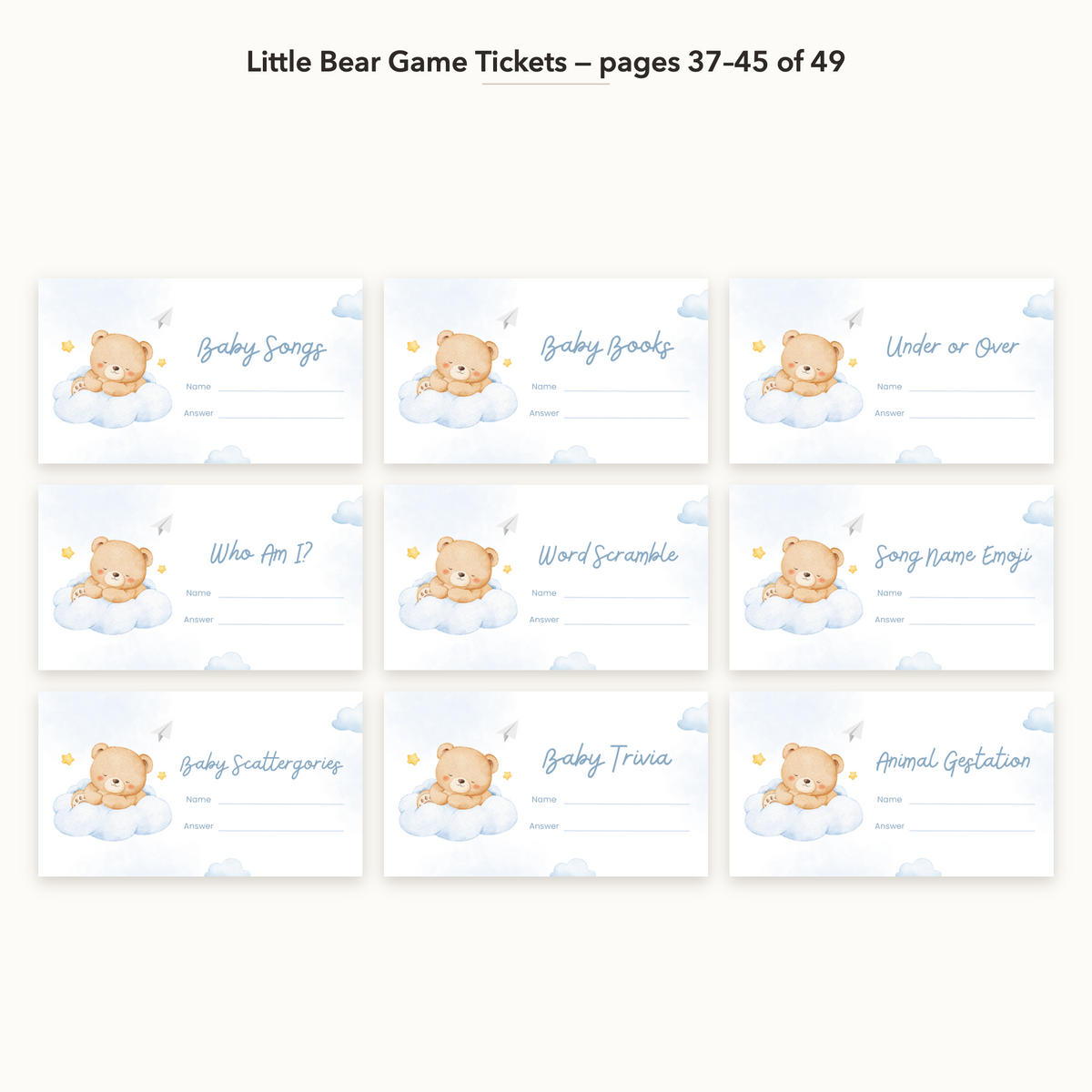 Little Bear Game Tickets – all pages 37–45
