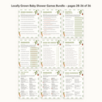 Locally Grown Baby Shower Games Bundle – all pages 28–36