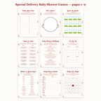 All Special Delivery baby shower game pages 1-9