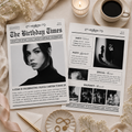 Printable birthday newspaper template, editable in Canva