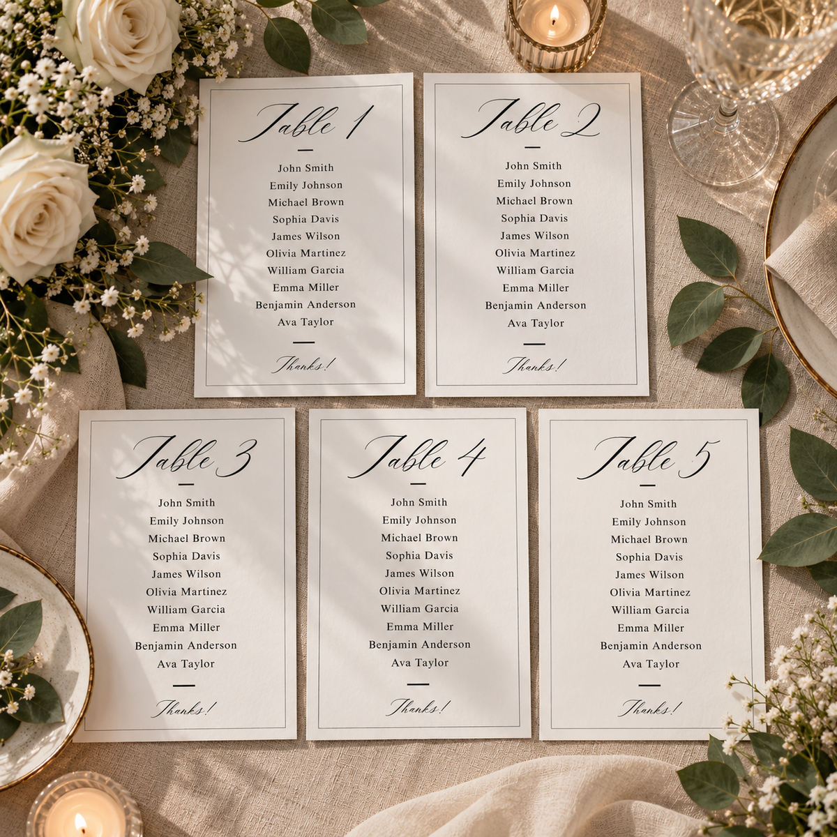 Minimalist Wedding Seating Cards